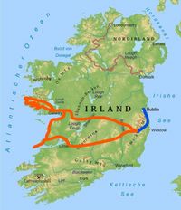 Karte der Tour Irlands Westen